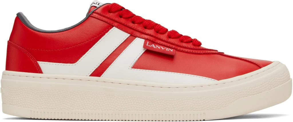 Lanvin Red 'Lanvin' Cash Leather Sneakers 1
