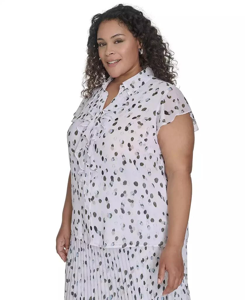 Calvin Klein Plus Size Dot-Print Ruffled Blouse 3