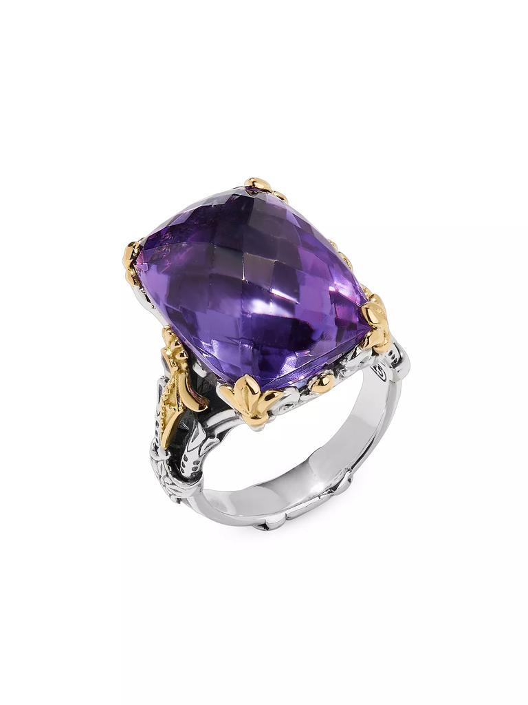 Konstantino Pythia Sterling Silver, 18K Gold &amp; Amethyst Quartz Ring