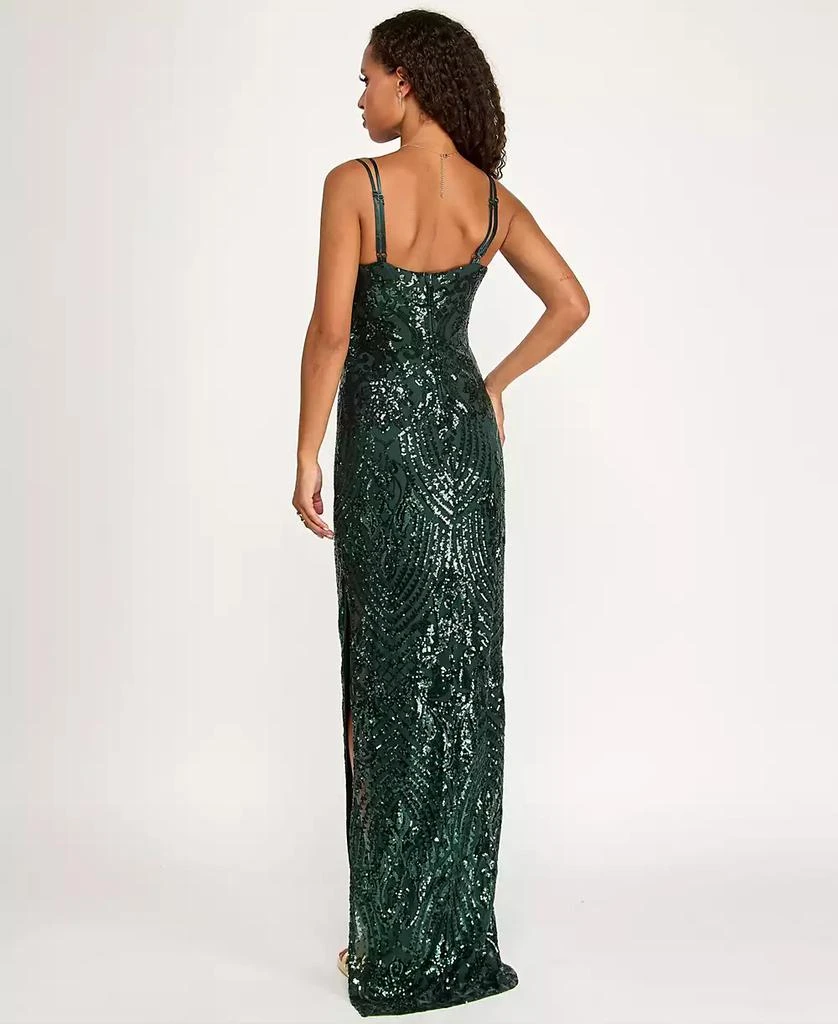 Emerald Sundae Juniors' Sequined Side-Slit Gown, Created for Macy's - Hunter - Size L Emerald Sundae Juniors' Sequined Side-Slit Gown, Created for Macy's - Hunter - Size L