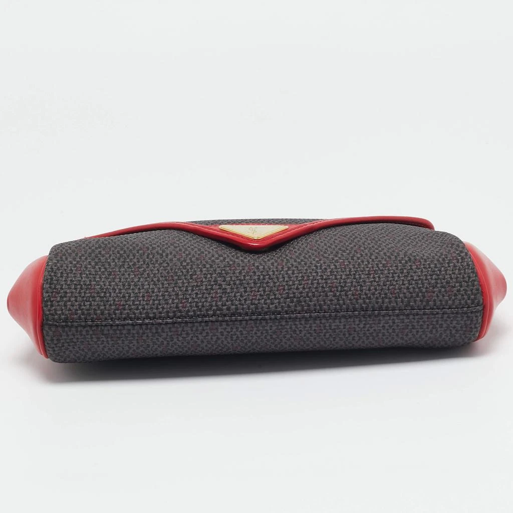 Yves Saint Laurent Yves Saint Laurent Grey/Red Coated Canvas and Leather Vintage Clutch 7