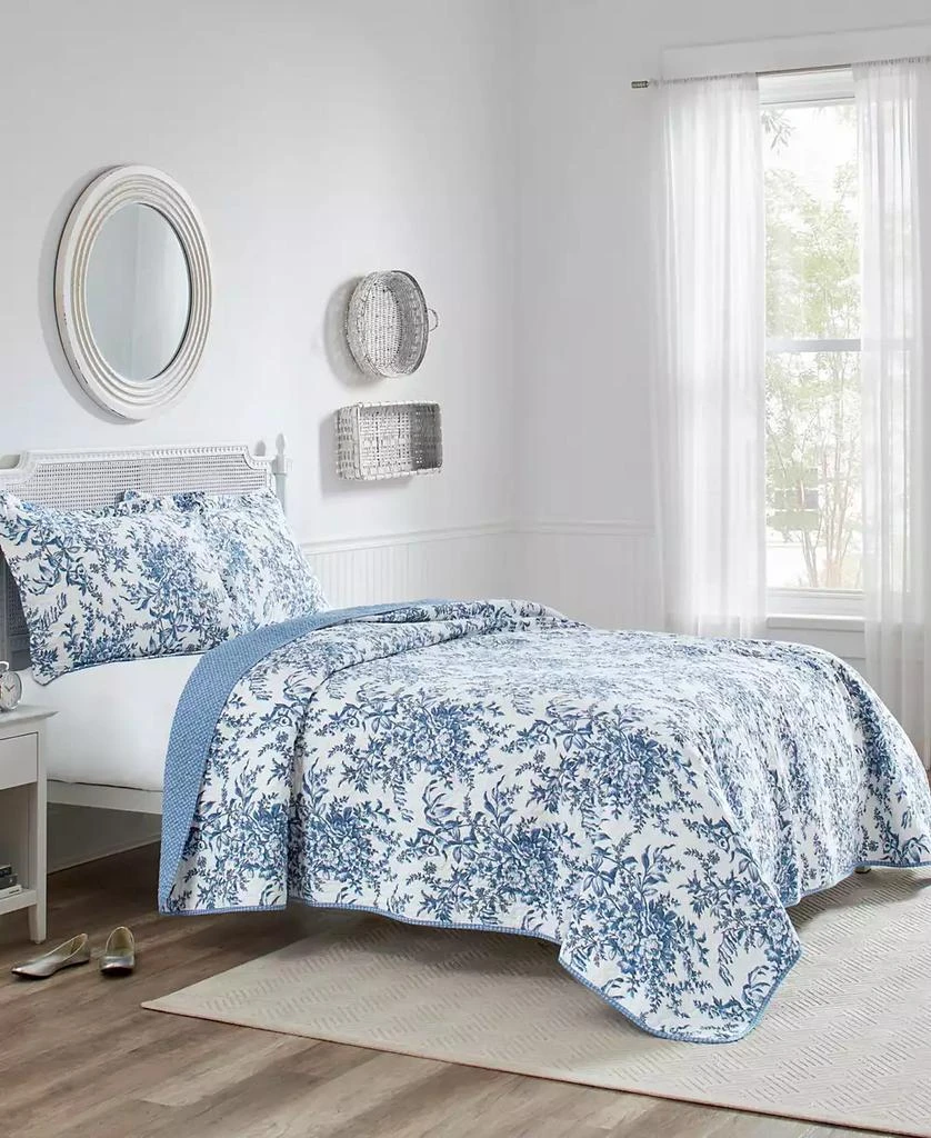 Laura Ashley Bedford Cotton Reversible 3-Pc. Quilt Set, Full/Queen 1