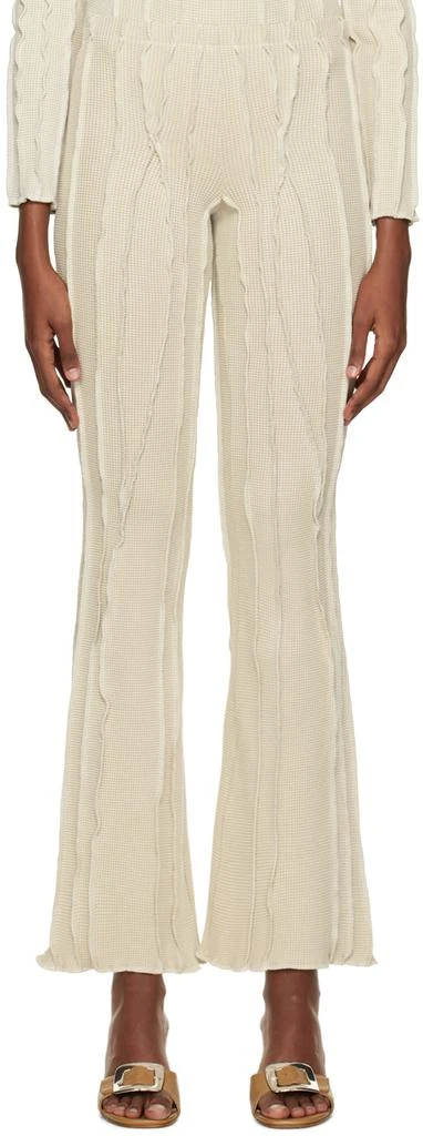 Helenamanzano Beige 3D Stripe Trousers 1