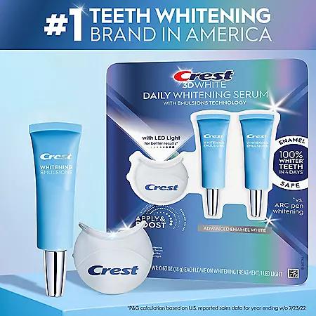 Crest Crest 3DWhite Daily Whitening Serum, Advanced Enamel White + LED Light Treatment