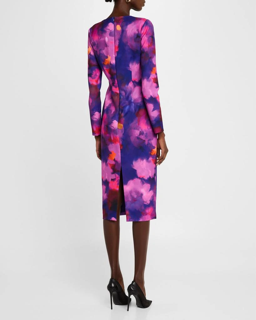 Black Halo Naylah Watercolor-Print Midi Sheath Dress 3