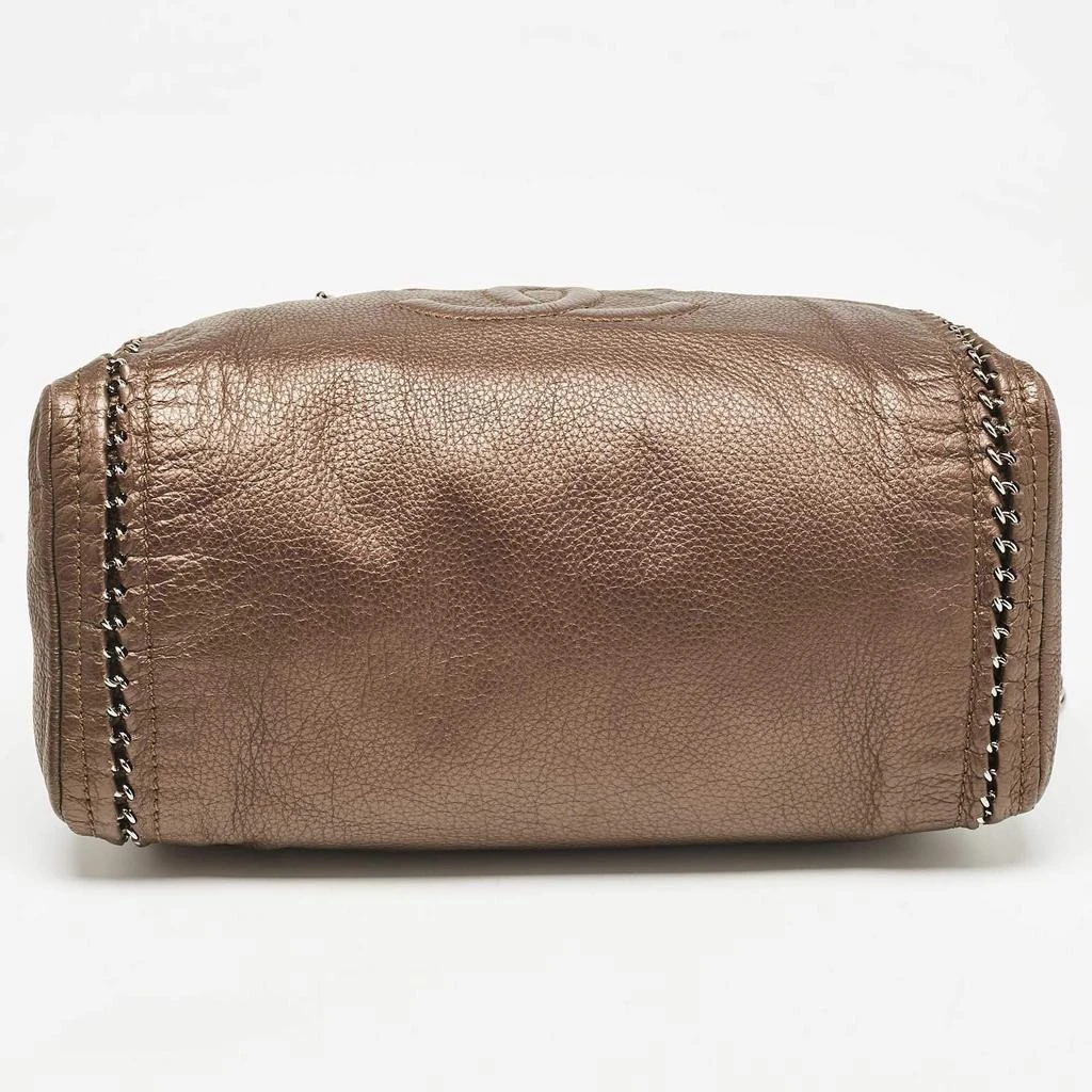 Chanel Chanel Bronze Leather Medium Chain Trim Luxe Ligne Bowler Bag 6