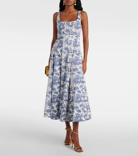 Staud Wells printed cotton poplin midi dress 2