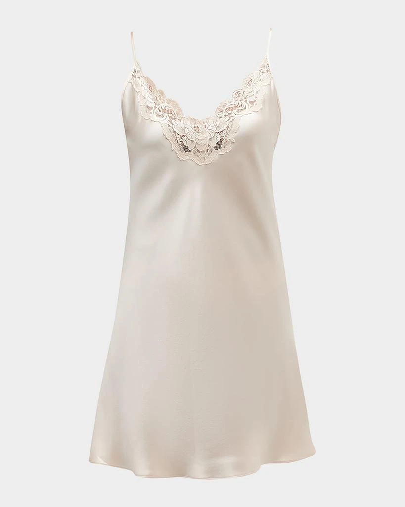 Christine Lingerie Bijoux Lace-Trim Silk Chemise 1