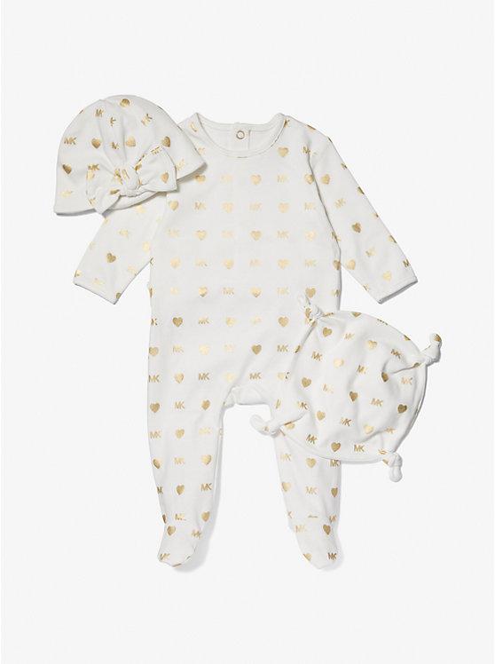 michael_kors Metallic Logo Cotton Pajama Baby Gift Set