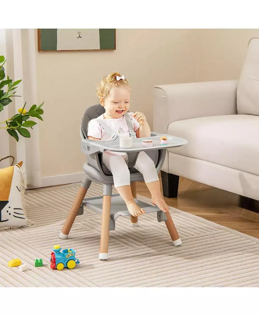 GOUUN 6 in 1 Convertible Highchair with Safety Harness and Removable Tray 4