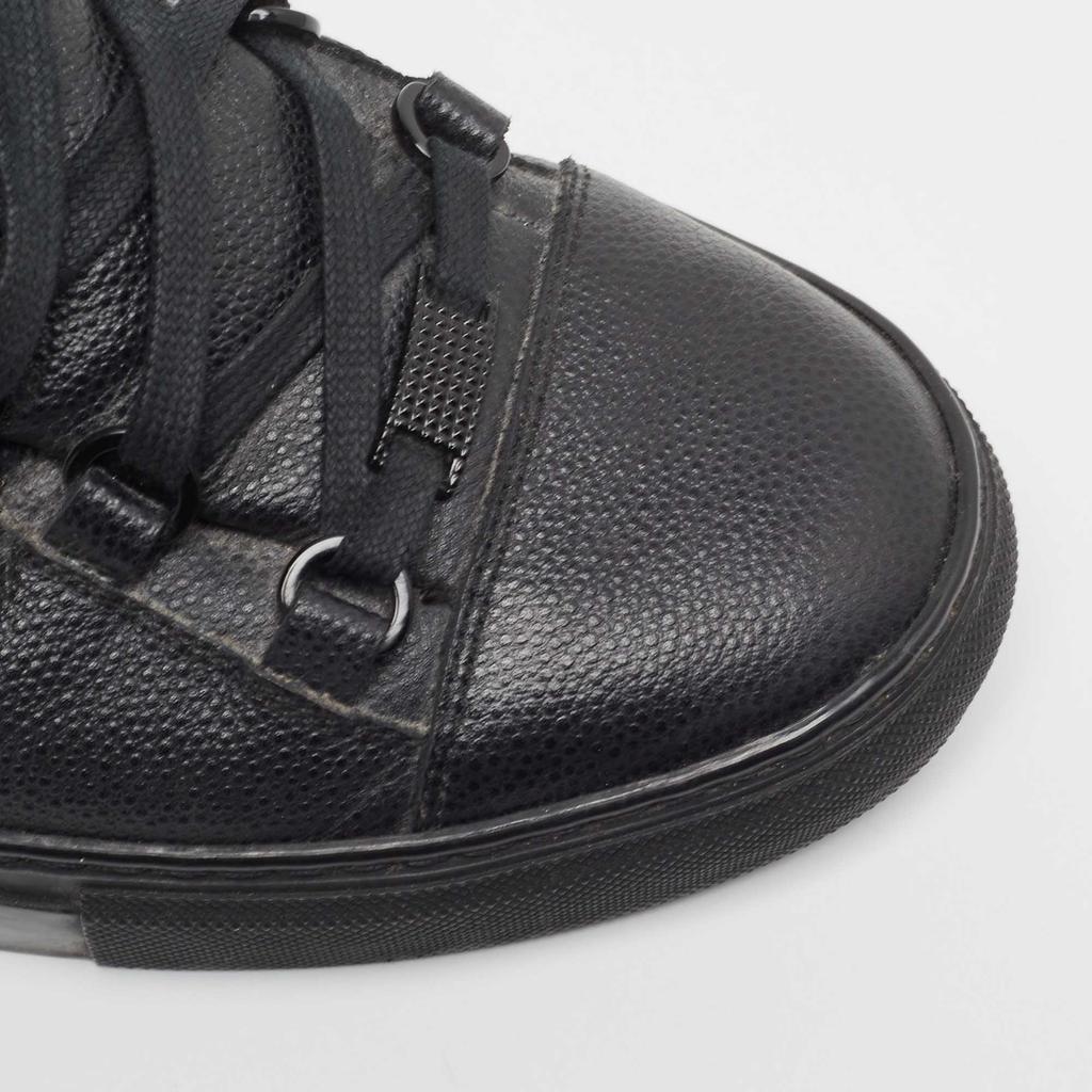 Shop Balenciaga Black Leather Arena High Top Sneakers Size 43 on