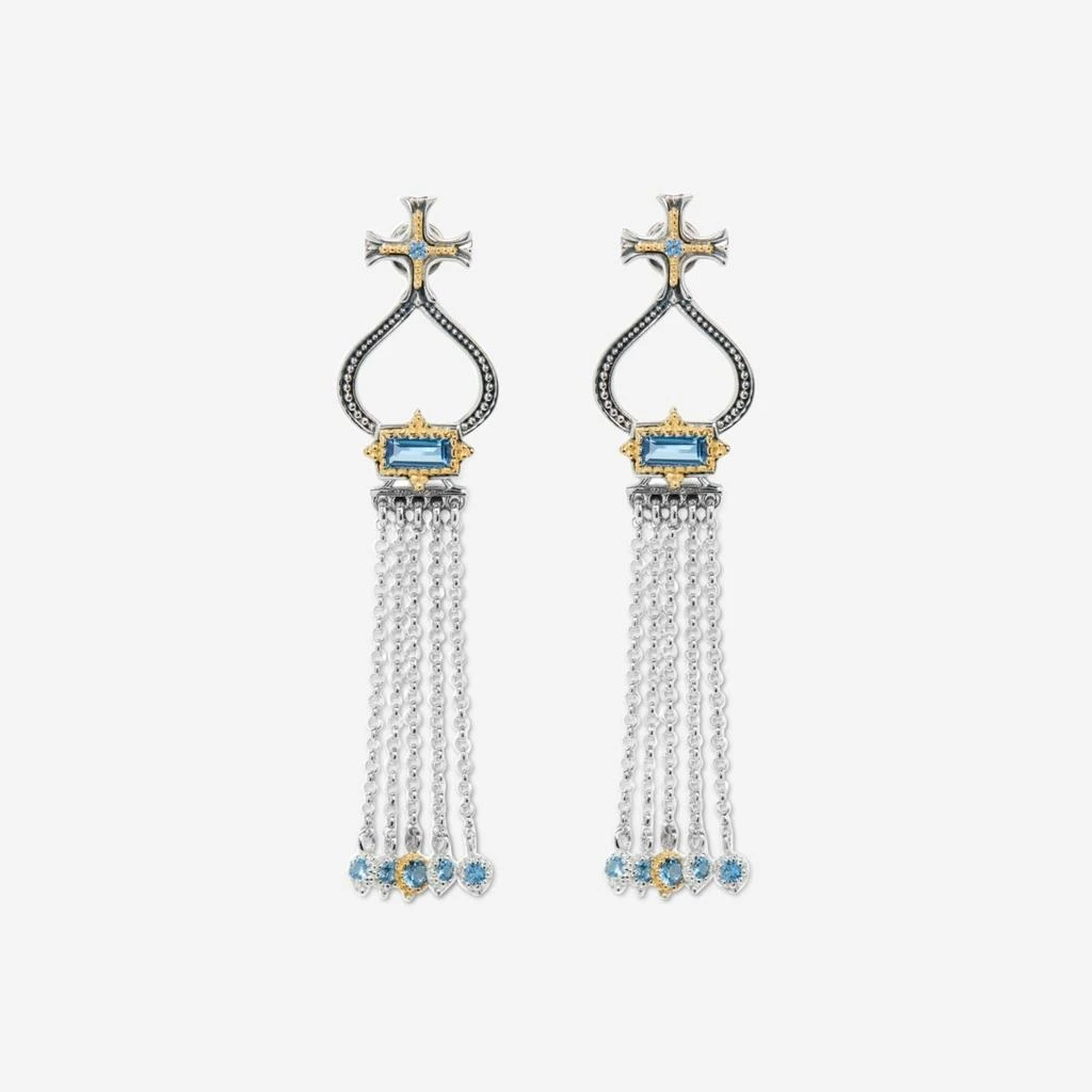 Konstantino Konstantino Dome Sterling Silver 
18K Yellow Gold Blue Spinel Tassel Earrings SKKJ705-478-copy