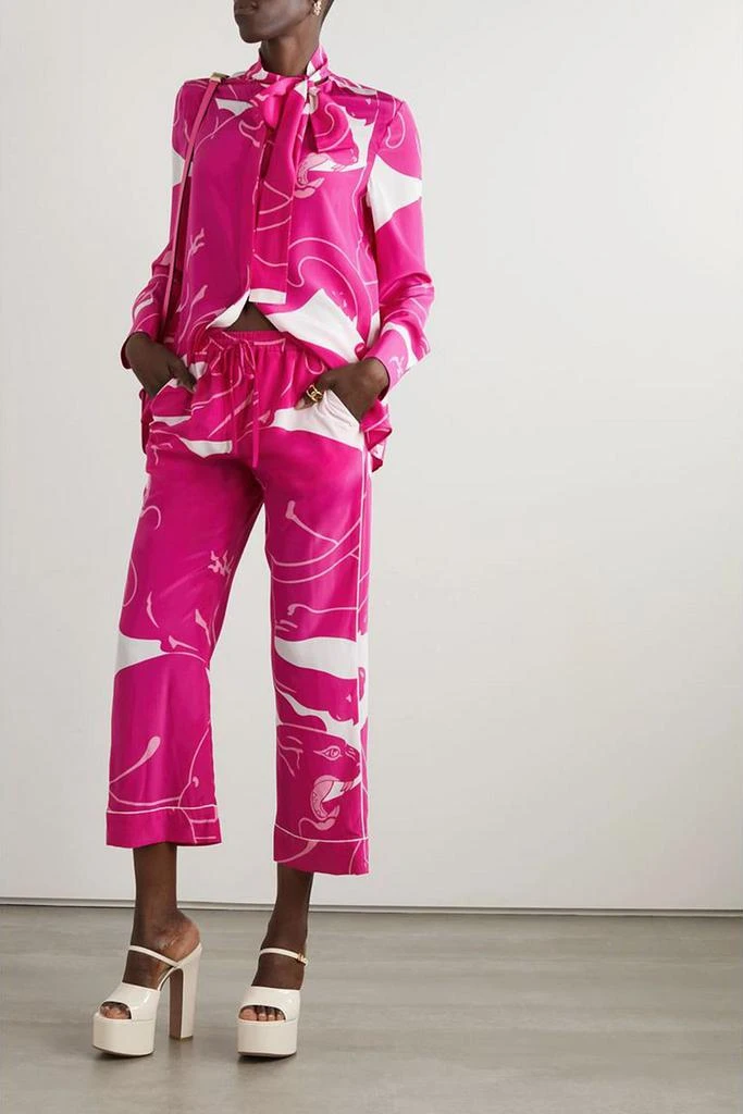 Valentino Tie-detailed printed silk crepe de chine blouse 2