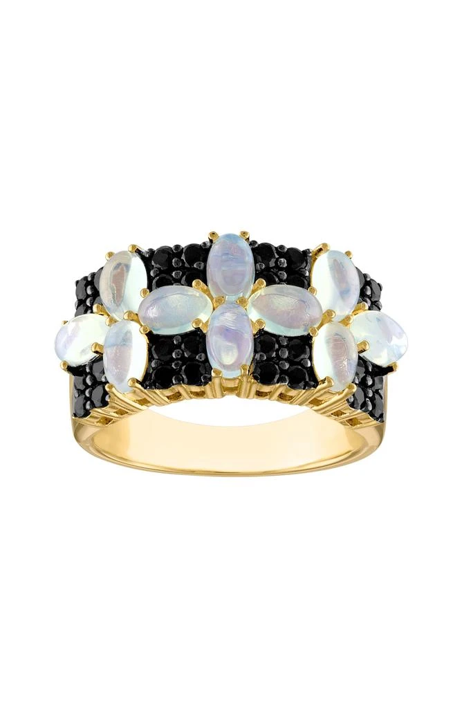 FZN 14K Gold Over Sterling Silver Opal 
Black Spinel Statement Ring