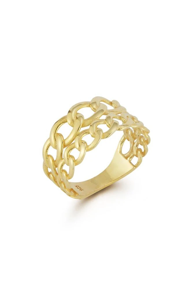 CHLOE AND MADISON 14K Gold Plated Sterling Silver Curb Chain Ring 2