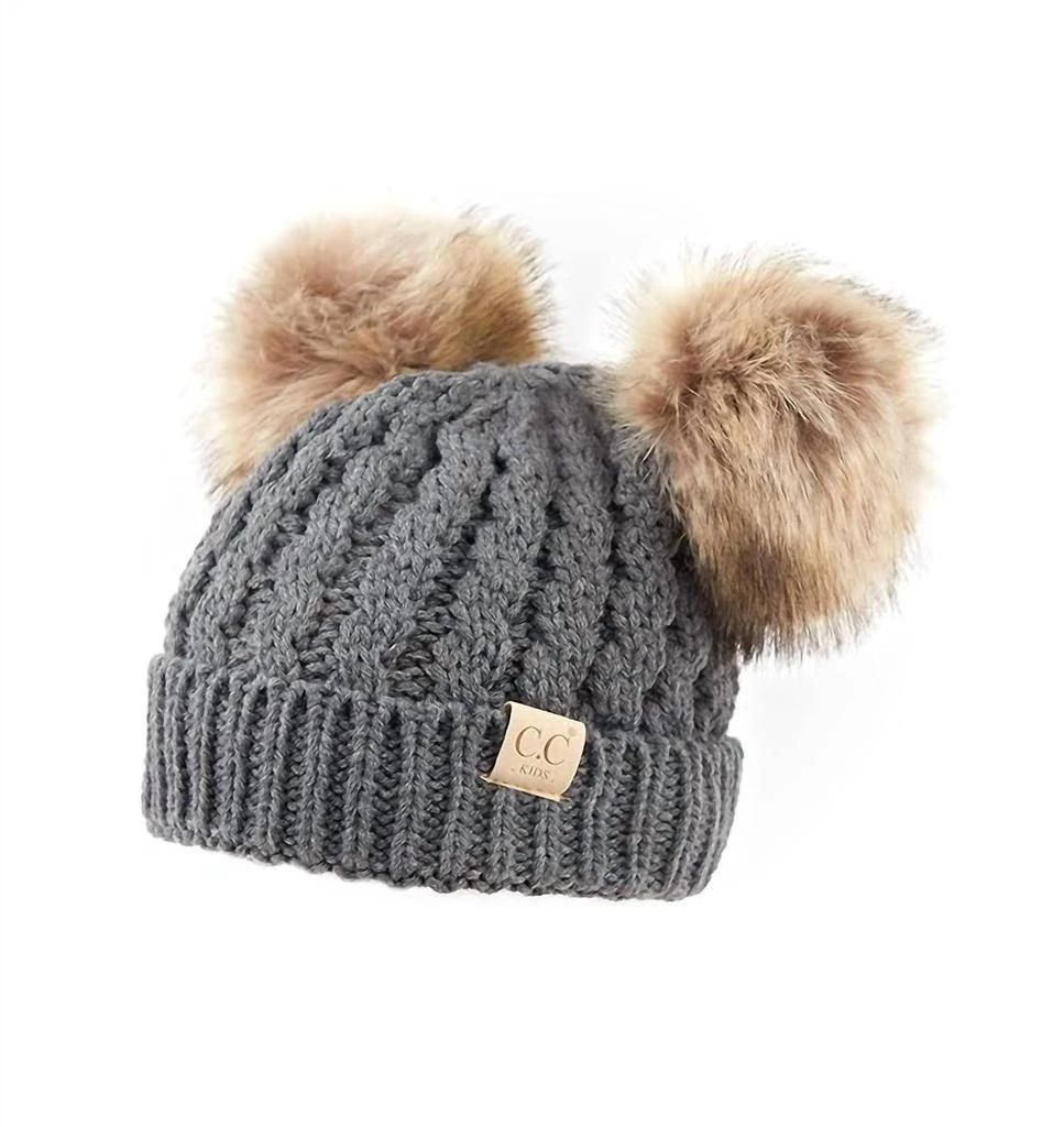 C.C BEANIE C.C Beanie - Kids Double Fur Pom Beanie