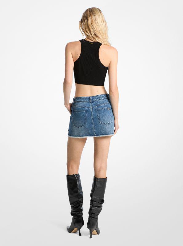 Michael Kors Frayed Denim Mini Skirt