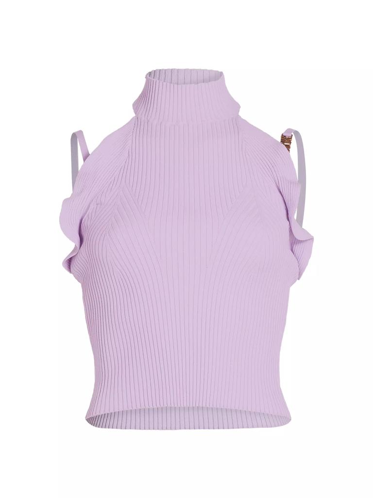 Versace Maglia Ruffled Turtleneck Tank