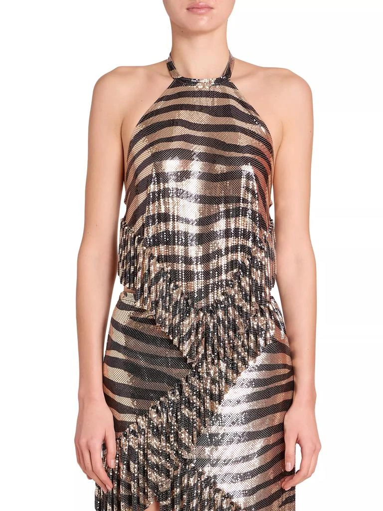 Paco Rabanne Tiger-Print Chainmail Halter Top 3