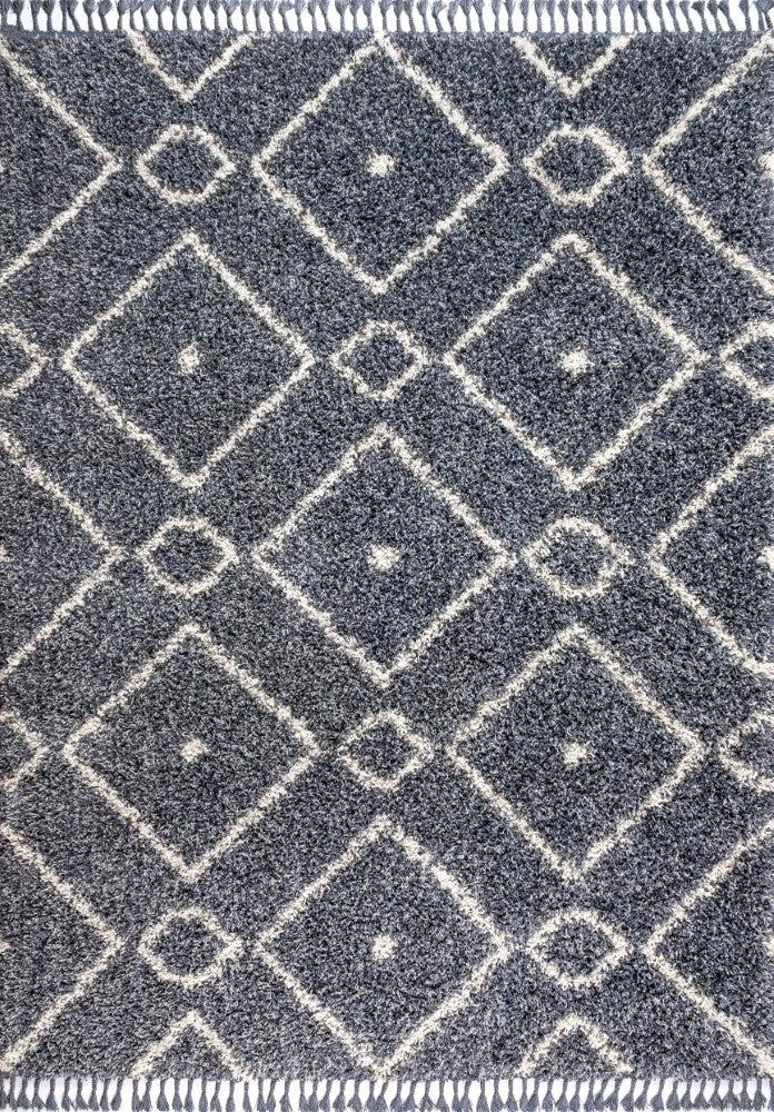 JONATHAN Y Mercer Shag Plush Tassel Moroccan Diamond Area Rug 2