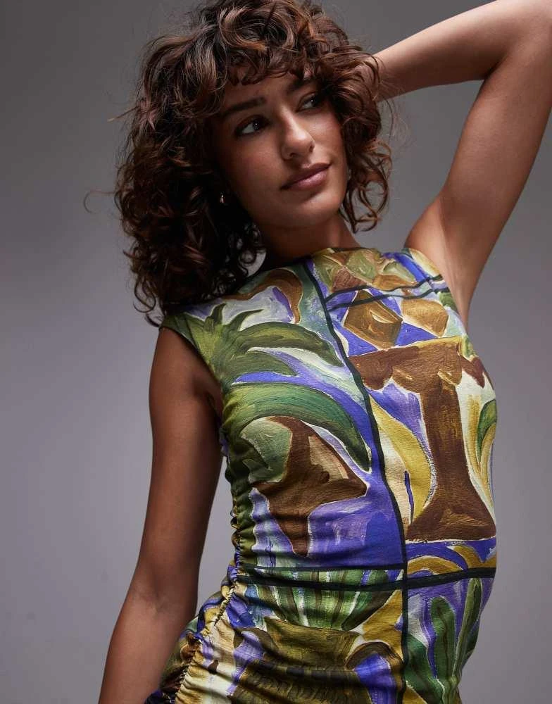 Topshop Topshop abstract print tank top in multi 3