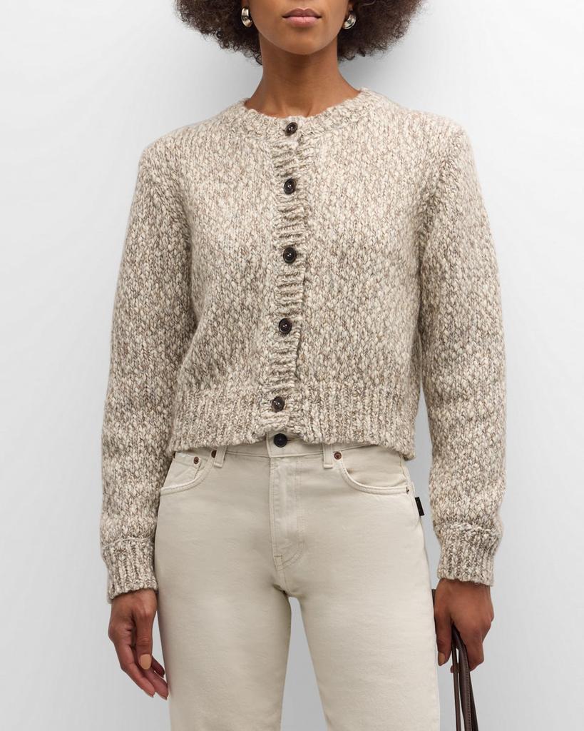 FRAME Marled Button-Down Cardigan CREAM-MULTI MEDIUM