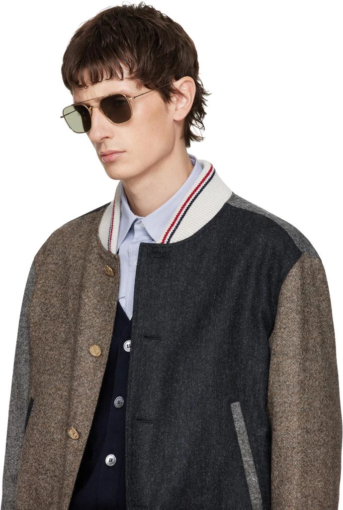 Thom Browne Gold Titanium Squared Aviator Sunglasses 4