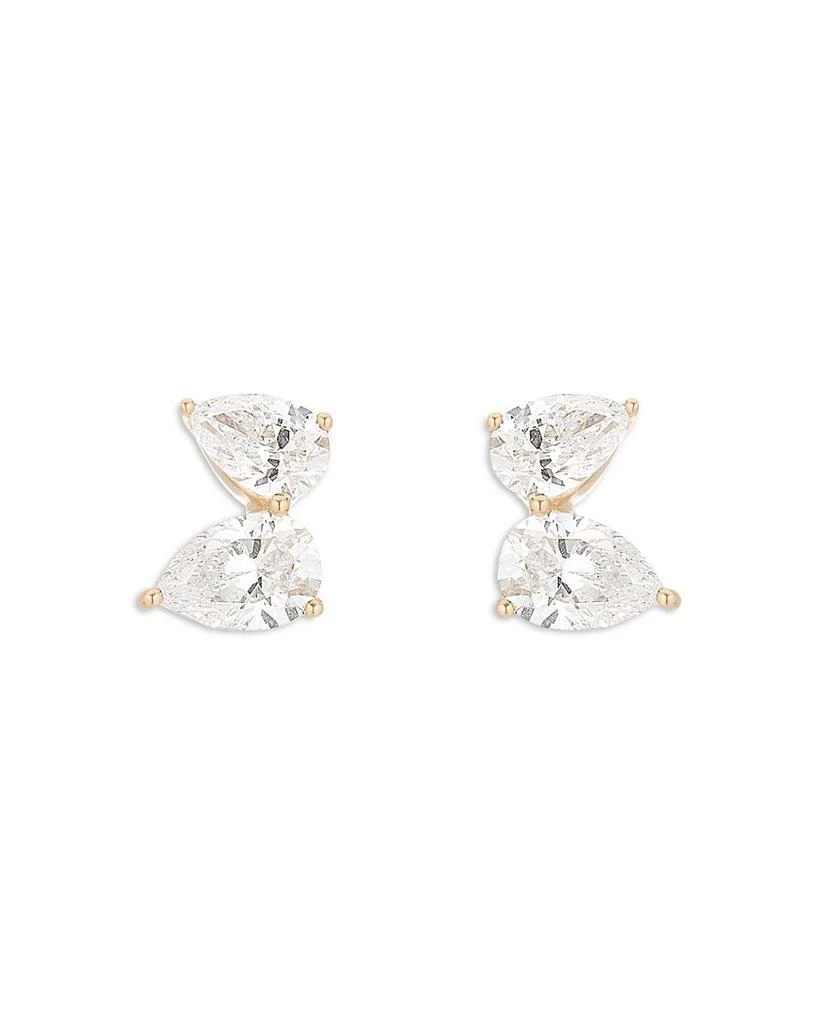 Adina Reyter 14K Yellow Gold Lab Grown Diamond Petal Stud Earrings 1