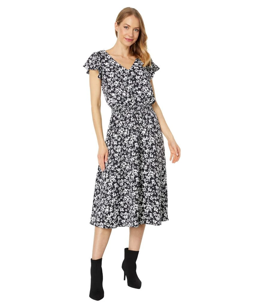Vince Camuto V-Neck Tiered Dress with Flutter 1