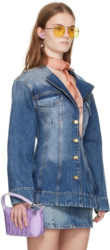 GANNI Blue Sparkle Denim Blazer 2