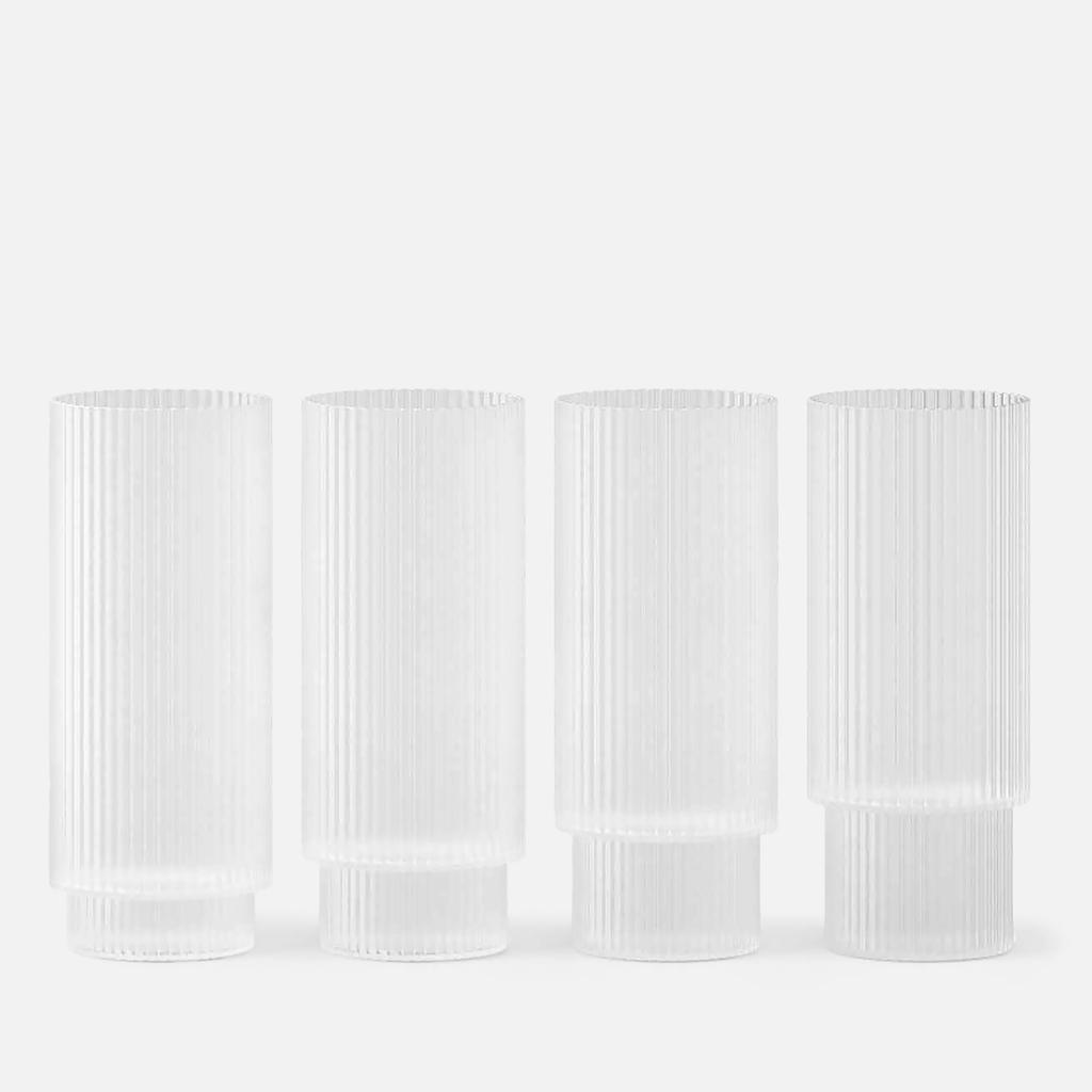 Ferm Living Ferm Living Ripple Long Drink Glasses - Set of 4 - Frosted