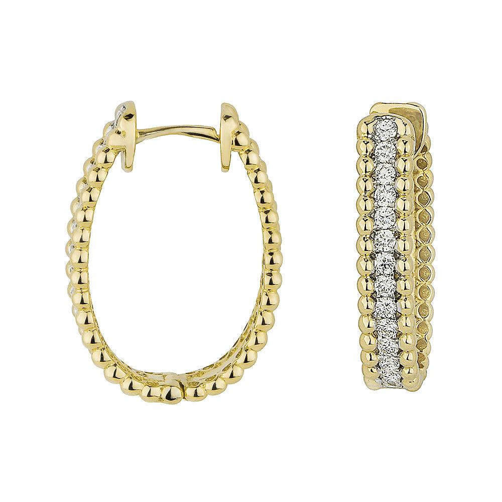 SSELECTS 0.33Ct White Diamond Hoops Earrings In 14K Yellow Gold