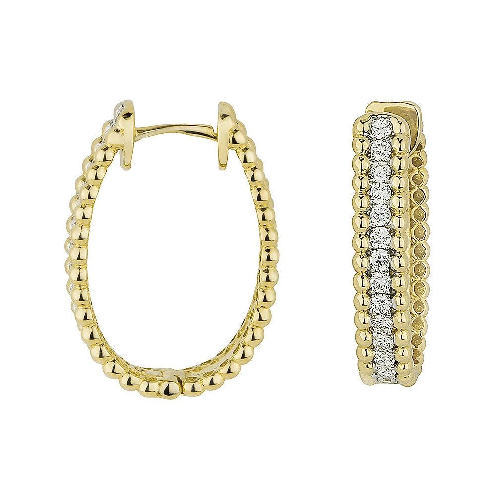 SSELECTS 0.33Ct White Diamond Hoops Earrings In 14K Yellow Gold 1