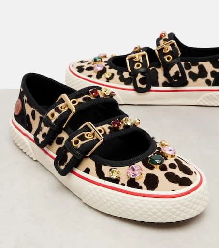 Valentino Dollyboard embellished calf hair sneakers 5