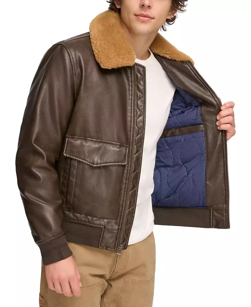 Tommy Hilfiger Men's Faux-Fur-Trim Faux-Leather Bomber Jacket 4