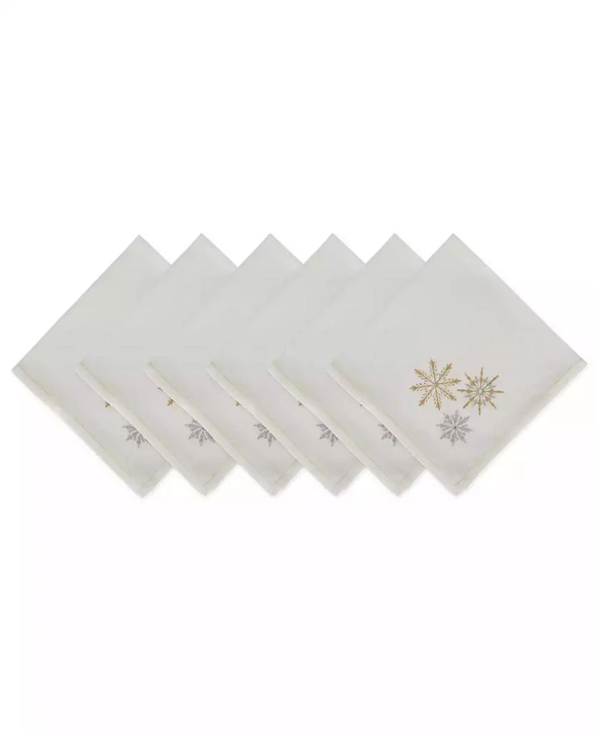 Design Imports Sparkle Snowflakes Embroidered Napkin, Set of 6