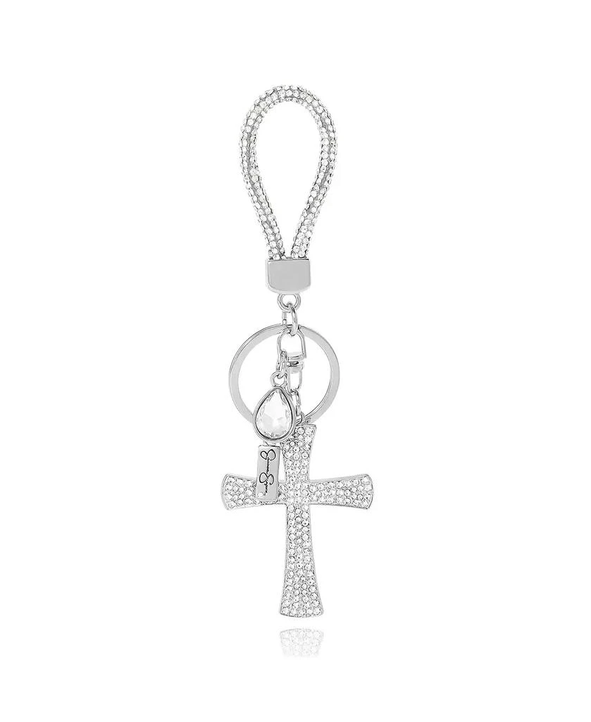 Jessica Simpson Pave Crystal Cross Keychain Bag Charm