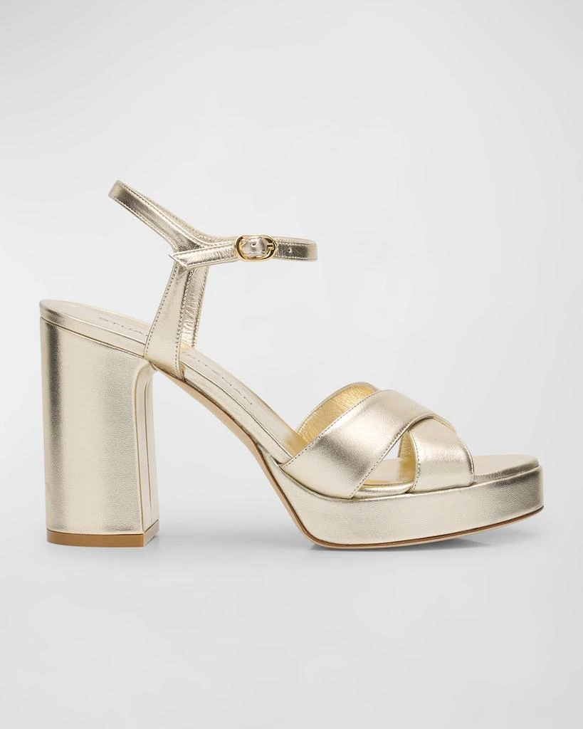 Stuart Weitzman Dayna Metallic Crisscross Platform Sandals 1