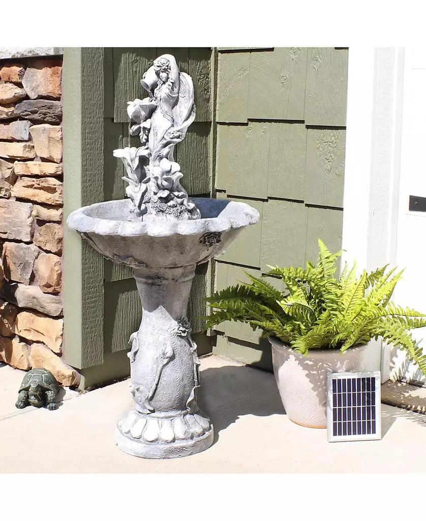 Sunnydaze Decor Outdoor Polyresin Fairy Flower Solar Powered Water Fountain Feature with Battery Backup - 42" 4