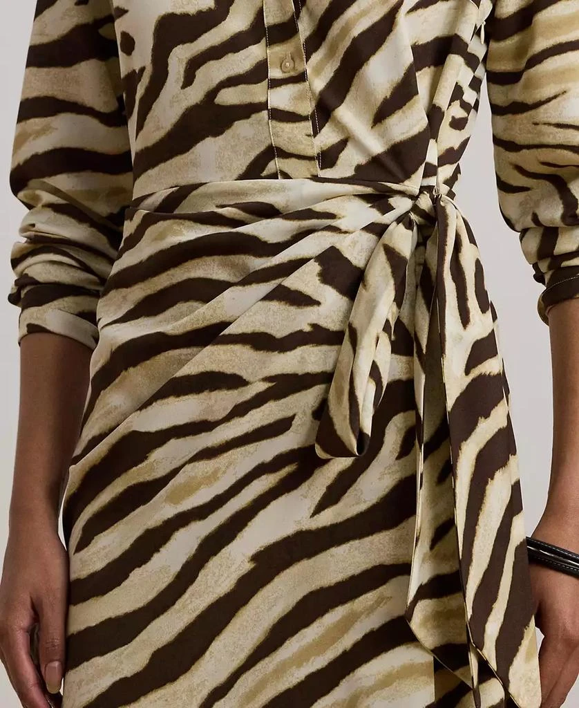 Ralph Lauren Women's Zebra-Print Tie-Front Crepe Shirtdress, 0P-22W 4