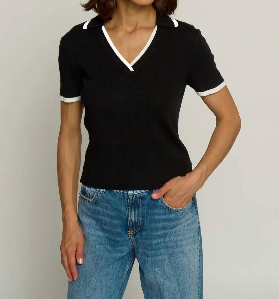 Central Park West Central Park West - Ribbed Polo With Tipping Top