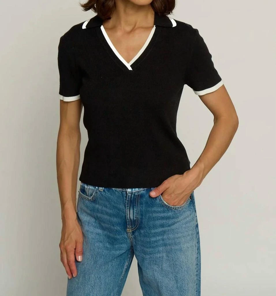 Central Park West Central Park West - Ribbed Polo With Tipping Top 1