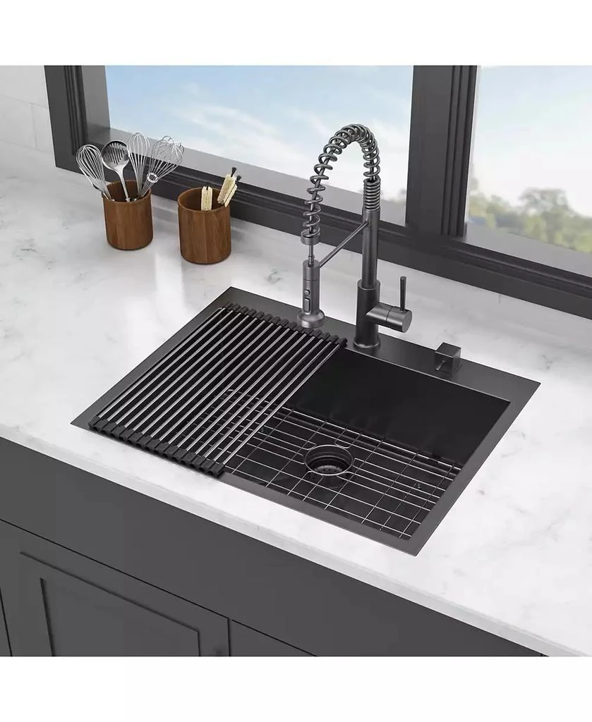Flynama huluwat 28x22x10inch Gunmetal Black Kitchen Sink Drop In Topmount Stainless Steel 16 Gauge 3
