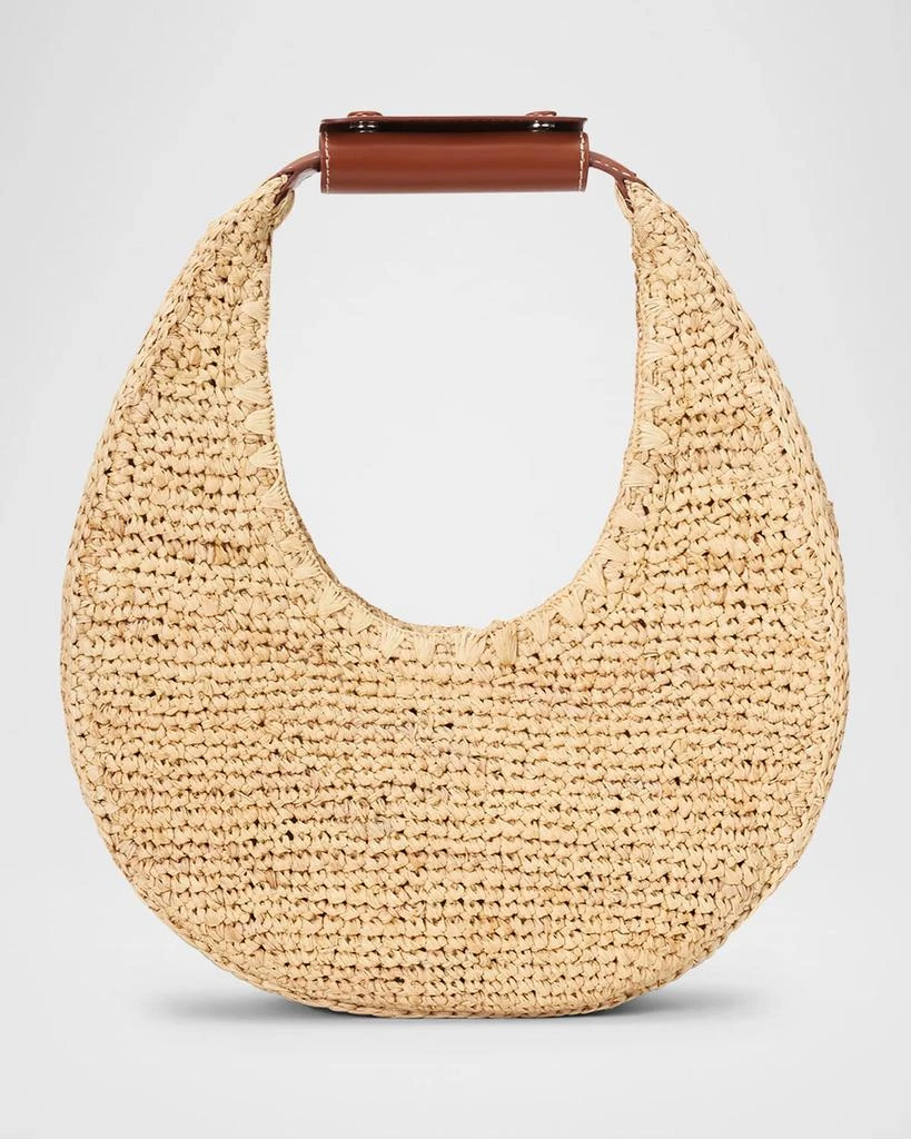 Staud Moon Raffia & Leather Shoulder Bag 1