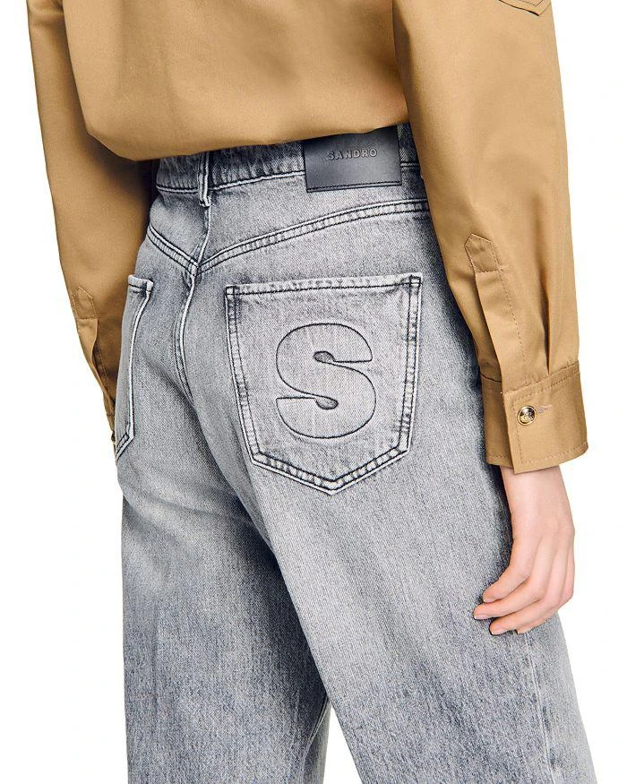 Sandro Bibi Low Rise Straight Leg Jeans in Grey 4