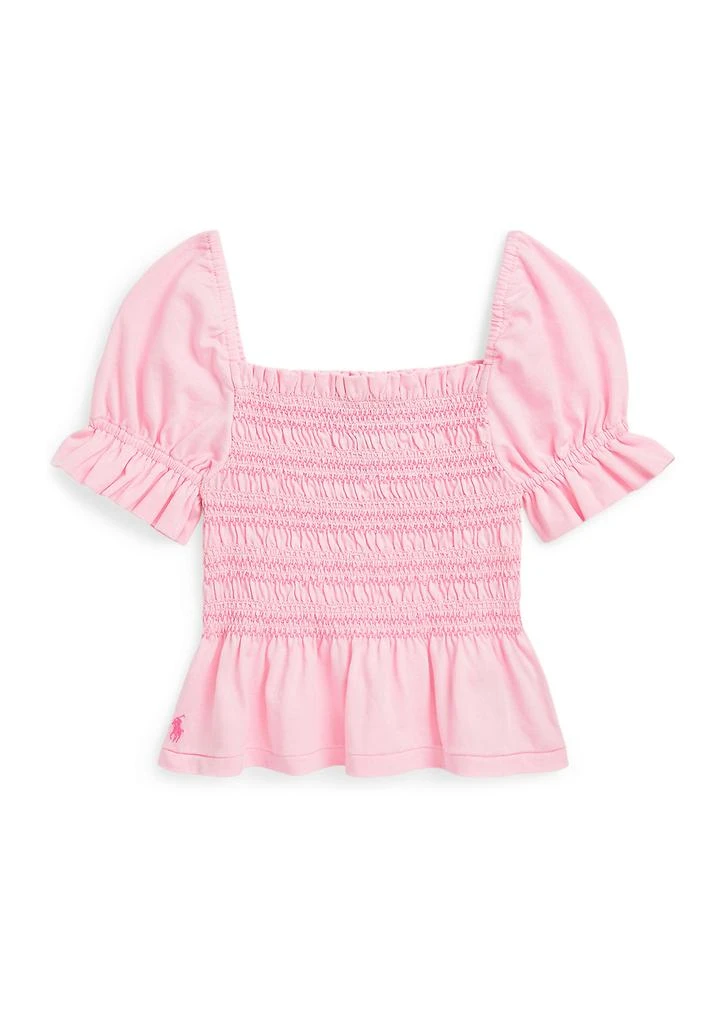 Ralph Lauren Girls 2-6x Smocked Cotton Jersey Peplum Top