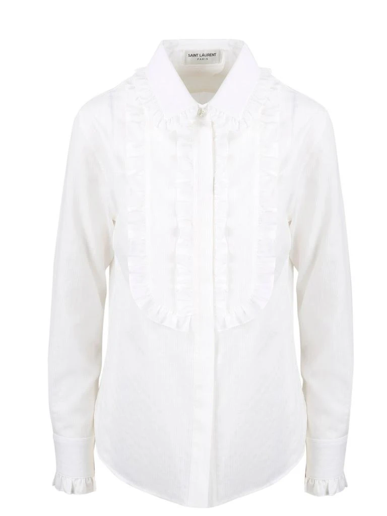 Yves Saint Laurent Saint Laurent Striped Ruffled Bib Shirt 1