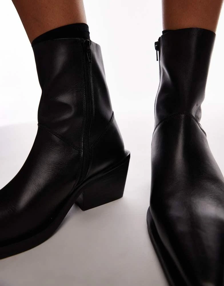 Topshop Topshop Maddy leather western boots in black 4