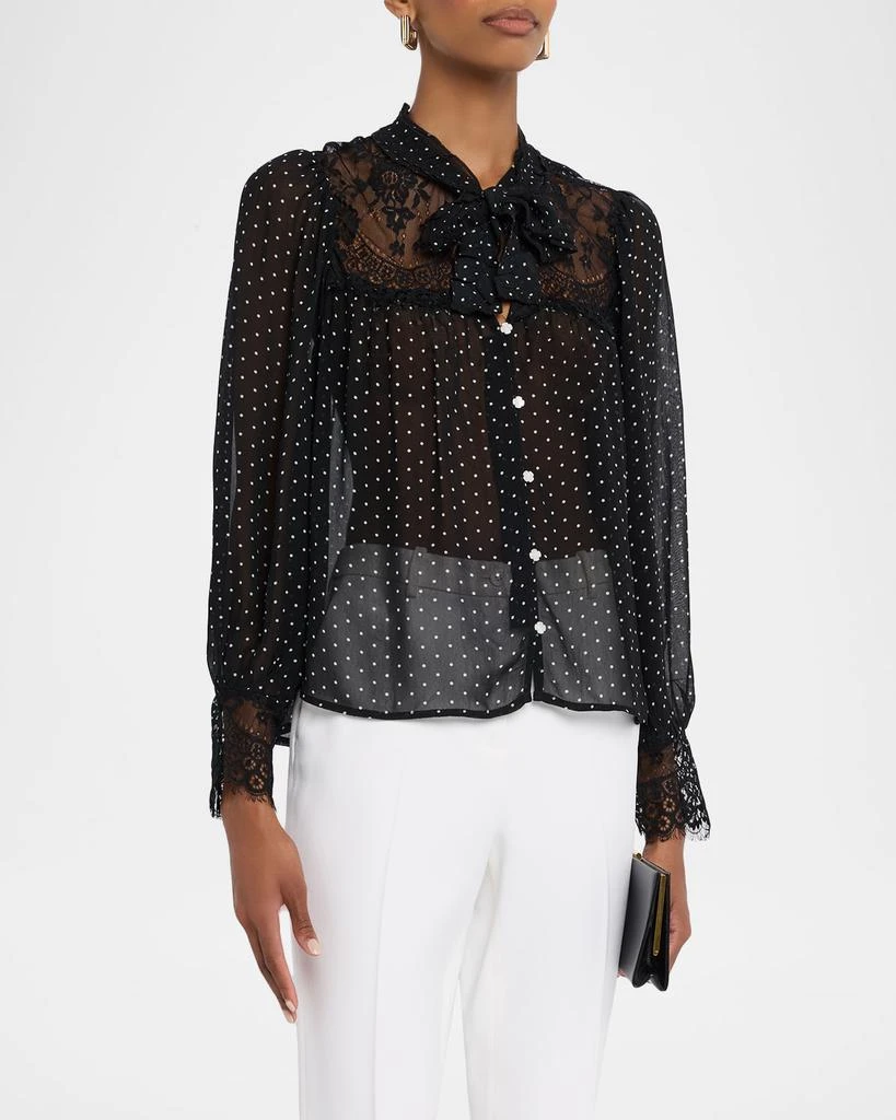 Sea Melody Sheer Polka-Dot Blouse 4