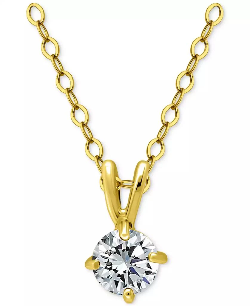 Giani Bernini Cubic Zirconia Solitaire Pendant Necklace in 18k Gold over Sterling Silver, 16" + 2" extender, Exclusively at Macy's 4